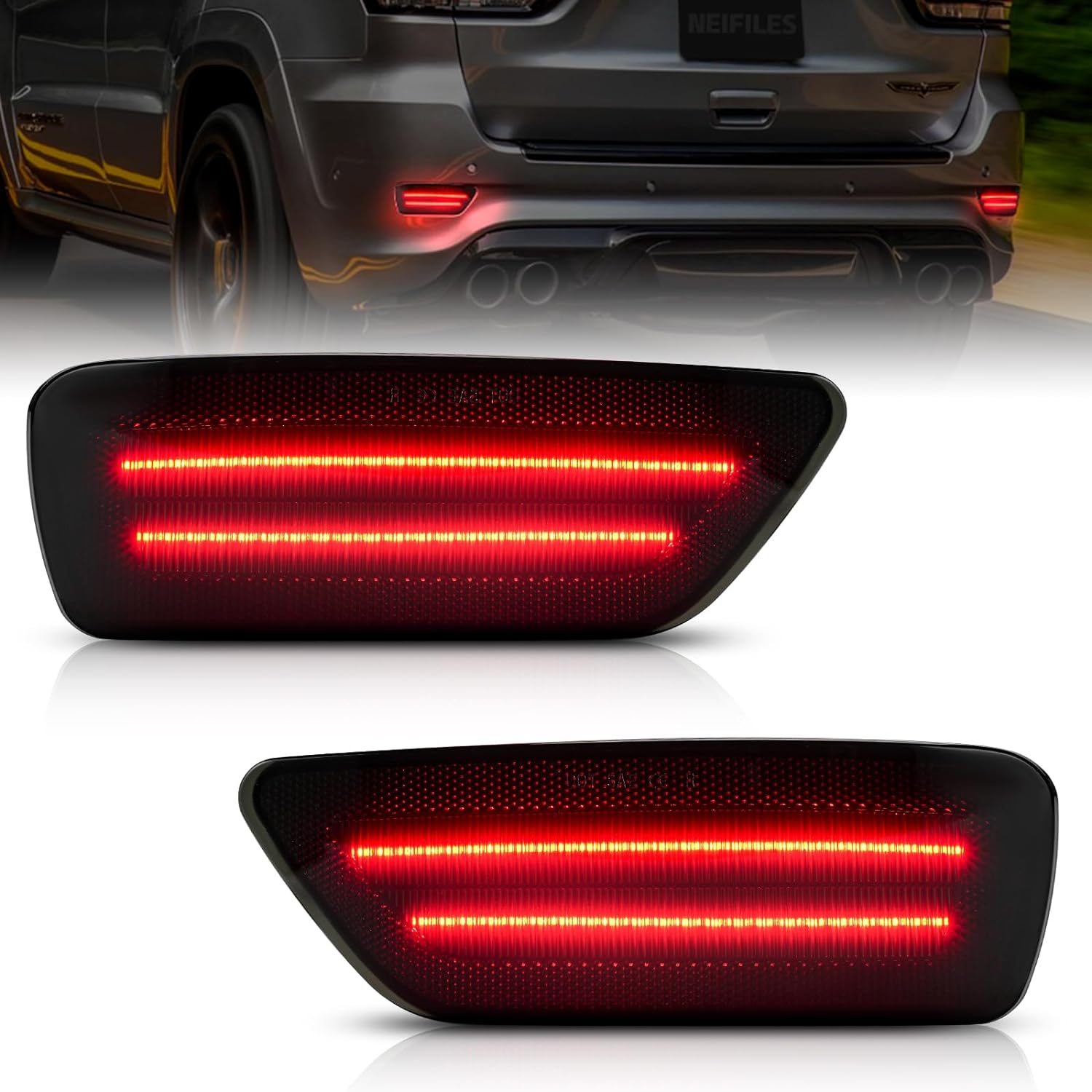 2011–2021 Jeep Grand Cherokee (WK2) LED Rear Bumper Reflectors (2-Piece Set)